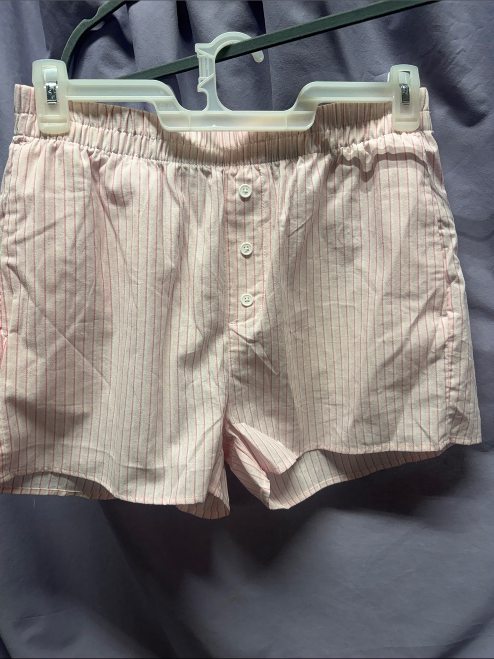 No Boundaries Pink Pinstripe Elastic-Waist Athletic Shorts